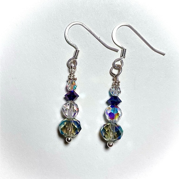 Swarovski Crystal Aurora Borealis Earring Brilliant high quality. SS - Picture 5 of 5
